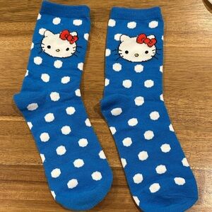 Hello Kitty Blue and White Polka Dot Socks